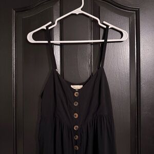 Urban Outfitters Black Sleeveless Button-Front Wide Leg Jumpsuit